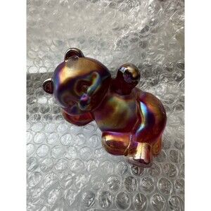 Fenton Red Carnival Glass Reclining Bear Vintage